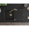 Mexen Leo granite kitchen sink with 1 bowl, drainer, and Carla kitchen faucet, black - 6501-77-670700-50