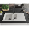Mexen Matias Granite Kitchen Sink 1.5-Bowl with Drainer and Kitchen Faucet Carla, White - 6502-20-670700-70
