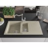 Mexen Matias granite sink 1.5-bowl with drainer and Carla kitchen tap, beige - 6502-69-670700-00