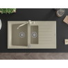 Mexen Matias 1.5-bowl granite sink with drainer and kitchen faucet Carla, beige - 6502-69-670700-69