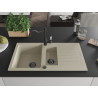 Mexen Matias 1.5-bowl granite sink with drainer and Carla kitchen faucet, beige - 6502-69-670700-70