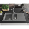 Mexen Matias granite sink 1.5-bowl with drainer and Carla kitchen faucet, gray - 6502-71-670700-00