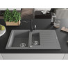 Mexen Matias 1.5-bowl Granite Sink with Drainer and Carla Kitchen Faucet, Gray - 6502-71-670700-70