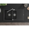 Mexen Matias 1.5-bowl granite kitchen sink with drainer and Carla kitchen faucet black/silver metallic - 6502-73-670700-00