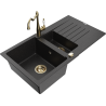 Mexen Matias granite kitchen sink 1.5-bowl with drainer and kitchen faucet Carla black/silver metallic - 6502-73-670700-50