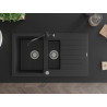 Mexen Matias 1.5-bowl granite sink with drainer and kitchen faucet Carla black/silver metallic - 6502-73-670700-70