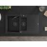 Mexen Matias 1.5-bowl granite kitchen sink with drainer and Carla kitchen faucet, black/silver - 6502-73-670700-70-B