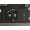 Mexen Matias 1.5-Bowl Granite Sink with Drainer and Carla Kitchen Tap, Black/Gold Metallic - 6502-75-670700-00