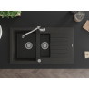Mexen Matias granite kitchen sink 1.5 bowl with drainer and kitchen faucet Carla, black/gold metallic - 6502-75-670700-00