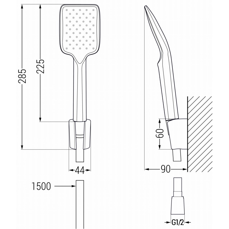 Mexen R-62 point shower set, brushed gun gray - 785625052-66