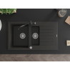 Mexen Matias granite sink 1.5-bowl with drainer and kitchen faucet Carla black/golden metallic - 6502-75-670700-70