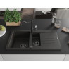 Mexen Matias granite sink 1.5-bowl with drainer and Carla kitchen faucet black/gold metallic - 6502-75-670700-70-B