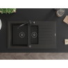 Mexen Matias granite sink 1.5-bowl with drainer and Carla kitchen faucet black/gold metallic - 6502-75-670700-70-B
