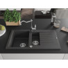 Mexen Matias granite sink 1.5-bowl with drainer and kitchen faucet Carla, speckled black - 6502-76-670700-00