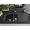 Mexen Matias granite kitchen sink 1.5-bowl with drainer and Carla kitchen faucet, black speckled - 6502-76-670700-70