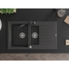 Mexen Matias granite kitchen sink 1.5-bowl with drainer and Carla kitchen faucet, black speckled - 6502-76-670700-70