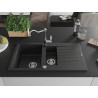 Mexen Matias granite kitchen sink 1.5-bowl with drainer and kitchen faucet Carla, black - 6502-77-670700-00