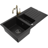Mexen Matias granite sink 1.5-bowl with drainer and kitchen faucet Carla, black - 6502-77-670700-50-B