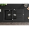 Mexen Matias granite sink 1.5-bowl with drainer and kitchen faucet Carla, black - 6502-77-670700-70