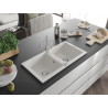Mexen Mario granite double-bowl sink with kitchen faucet Carla, white - 6504-20-670700-00