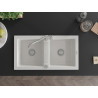 Mexen Mario granite double-bowl sink with kitchen faucet Carla, white - 6504-20-670700-00
