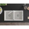 Mexen Mario 2-chamber granite sink with kitchen faucet Carla, white - 6504-20-670700-20