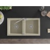 Mexen Mario granite double-bowl sink with Carla kitchen faucet, beige - 6504-69-670700-00