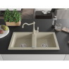 Mexen Mario 2-bowl granite kitchen sink with faucet Carla, beige - 6504-69-670700-69