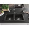 Mexen Mario 2-bowl granite kitchen sink with Carla kitchen tap, black/gold metallic - 6504-75-670700-00