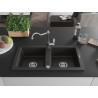 Mexen Mario 2-Bowl Granite Sink with Carla Kitchen Faucet, Black/Gold Metallic - 6504-75-670700-00