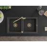 Mexen Mario 2-bowl granite sink with Carla kitchen tap, black speckled - 6504-76-670700-50