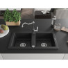 Mexen Mario 2-bowl granite sink with kitchen faucet Carla, black - 6504-77-670700-00