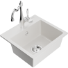 Mexen Milo 1-compartment granite sink with a kitchen mixer tap Carla, White - 6505-20-670700-00