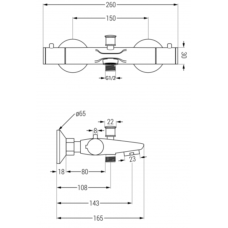 Mexen Nox thermostatic bathtub faucet, chrome - 77350-00