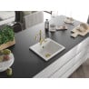 Mexen Milo 1-bowl granite sink with Carla kitchen tap, white - 6505-20-670700-50