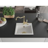 Mexen Milo granite kitchen sink 1-chamber with Carla kitchen faucet, white - 6505-20-670700-50