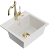 Mexen Milo 1-compartment granite sink with a kitchen mixer tap Carla, White - 6505-20-670700-50