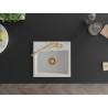 Mexen Milo granite kitchen sink 1-chamber with Carla kitchen faucet, white - 6505-20-670700-50