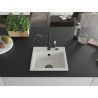 Mexen Milo granite kitchen sink 1-bowl with Carla kitchen faucet, white - 6505-20-670700-70