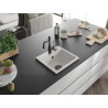 Mexen Milo granite kitchen sink 1-bowl with Carla kitchen faucet, white - 6505-20-670700-70