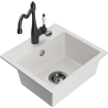 Mexen Milo granit sink 1-bowl with kitchen faucet Carla, white - 6505-20-670700-70