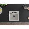 Mexen Milo granite kitchen sink 1-bowl with Carla kitchen faucet, white - 6505-20-670700-70