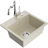 Mexen Milo 1-compartment granite sink with a kitchen mixer tap Carla, Beige - 6505-69-670700-00