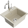 Mexen Milo granite sink with 1 bowl and Carla kitchen tap, beige - 6505-69-670700-00