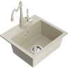 Mexen Milo 1-bowl Granite Sink with Carla Kitchen Tap, Beige - 6505-69-670700-69