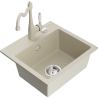 Mexen Milo granite 1-bowl sink with Carla kitchen faucet, beige - 6505-69-670700-69