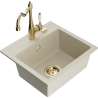 Mexen Milo 1-bowl granite sink with Carla kitchen faucet, beige - 6505-69-670700-50