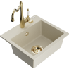 Mexen Milo 1-compartment granite sink with a kitchen mixer tap Carla, Beige - 6505-69-670700-50