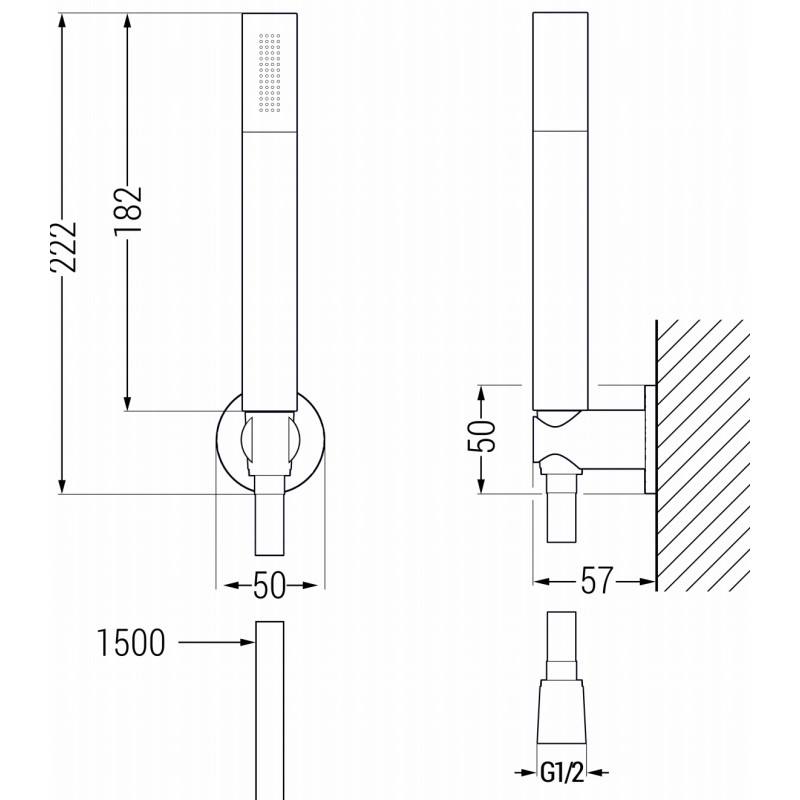 Mexen R-70 point shower set, brushed gun gray - 785705051-66