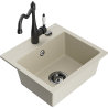 Mexen Milo 1-bowl granite sink with Carla kitchen faucet, beige - 6505-69-670700-70